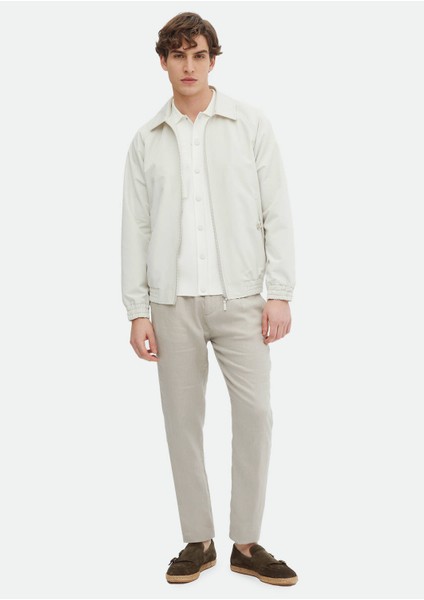 Ekru Regular Fit Gömlek Yaka Casual Dokuma Mont fiyatları
