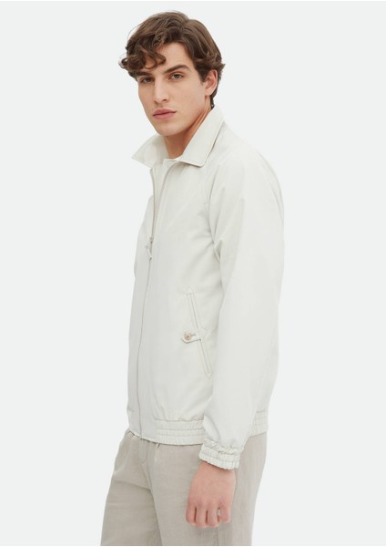 Ekru Regular Fit Gömlek Yaka Casual Dokuma Mont modelleri