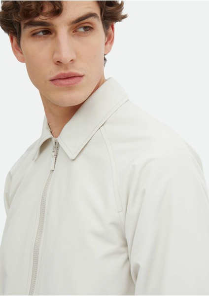 Ekru Regular Fit Gömlek Yaka Casual Dokuma Mont fırsatları