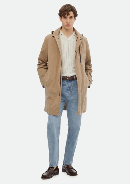 Deve Tüyü Regular Fit Gömlek Yaka Casual Dokuma Pardesü fiyatları