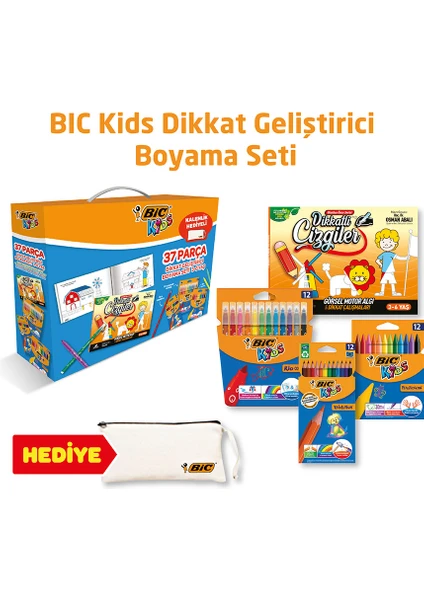 BIC 37 Parça Dikkat Geliştirici Boyama Seti (Kalem Kutusu Hediyeli)