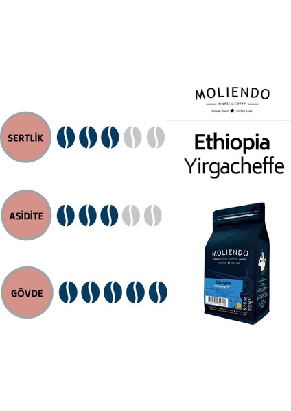 Moliendo Ethiopia Yirgacheffe Yöresel Kahve (Çekirdek Kahve) 250 g