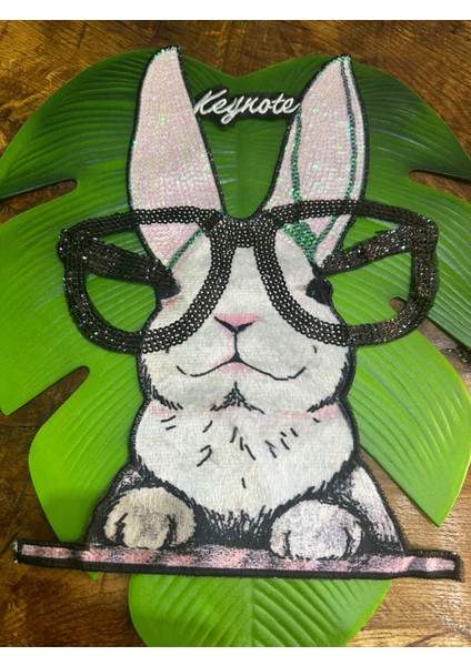 39X27 cm Peluş Payetli Gözlüklü Tavşan Arma Dikiş Aplike fiyatları