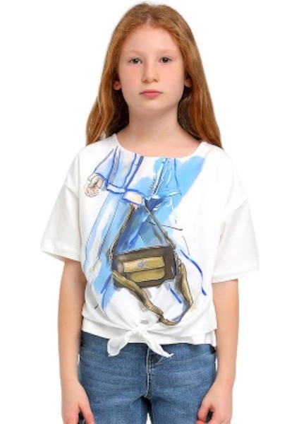 Kız Çocuk Çanta Baskılı Şık T-Shirt fırsatları