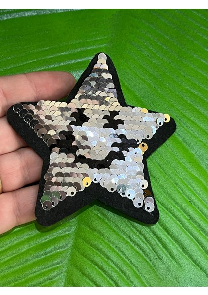 9x8 cm Ütü Ile Yapışan Değişen Renkli Payetli Yıldız Arma