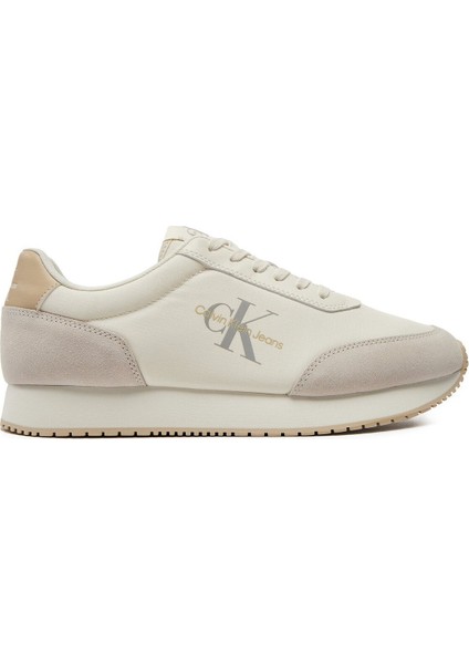 Calvin Klein Erkek Marka Logolu Kaydırmaz Taban Bağcıklı Bej Sneaker YM0YM01032-0GI