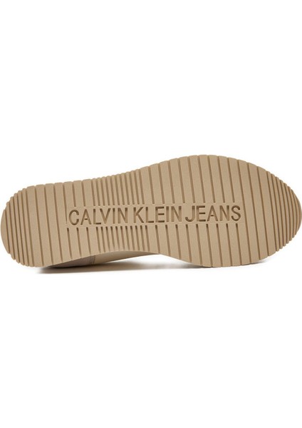 Calvin Klein Erkek Marka Logolu Kaydırmaz Taban Bağcıklı Bej Sneaker YM0YM01032-0GI