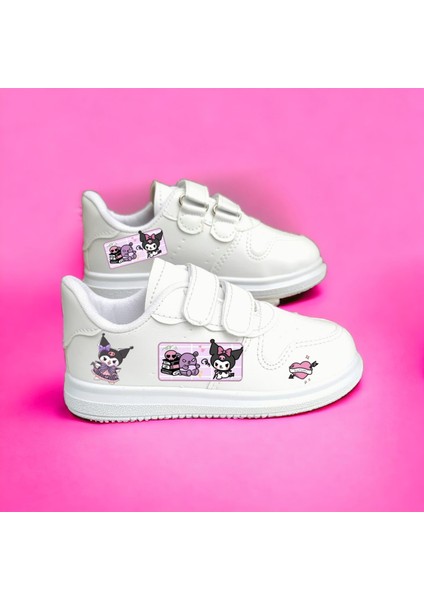 Mor Yeni Tatlı Kurominikli Baskılı Kız Çocuk Sneaker Spor Ayakkabı