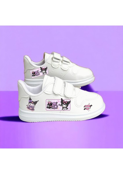 Mor Yeni Tatlı Kurominikli Baskılı Kız Çocuk Sneaker Spor Ayakkabı