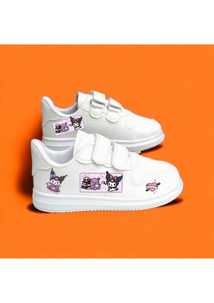Mor Yeni Tatlı Kurominikli Baskılı Kız Çocuk Sneaker Spor Ayakkabı