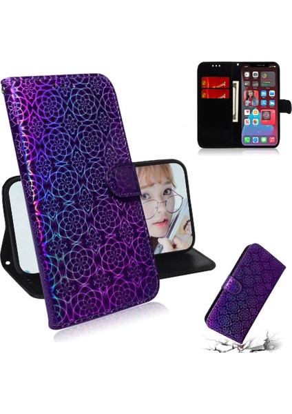 Tecno Pova 6 Pro 5g Için Flip Case Kart Yuvası Standı Tutucu Glitter Renkli (Yurt Dışından)