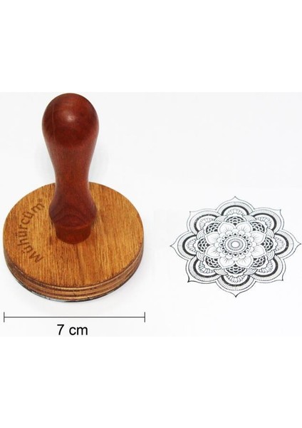 Kişiye Özel Ahşap Mühür Damga 7 cm Çap Yuvarlak Mad7