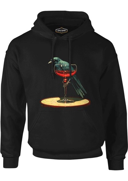 Kan ve Karga Siyah Erkek Fermuarsız Kapşonlu