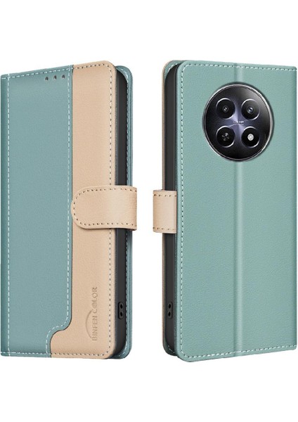 - 9117 Realme 12 5g Kickstand Rfıd Engelleme Kart Yuvaları Tutucu Flip Case (Yurt Dışından)