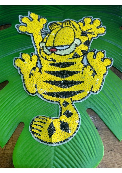31X20 cm Pul Payetli Garfield Arma Dikiş Giyim Aplike modelleri