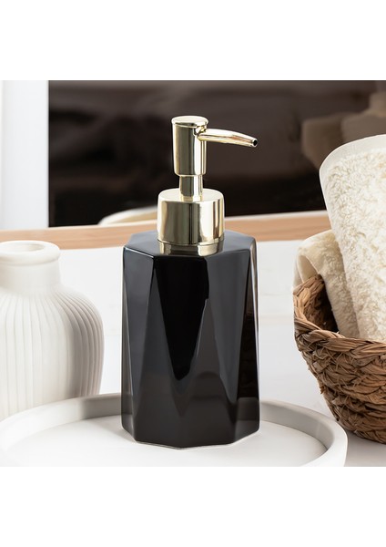 3205 Seramik Sıvı Sabunluk - Tezgah Üstü Banyo Mutfak Lavabo Sabunluğu - 250 cc