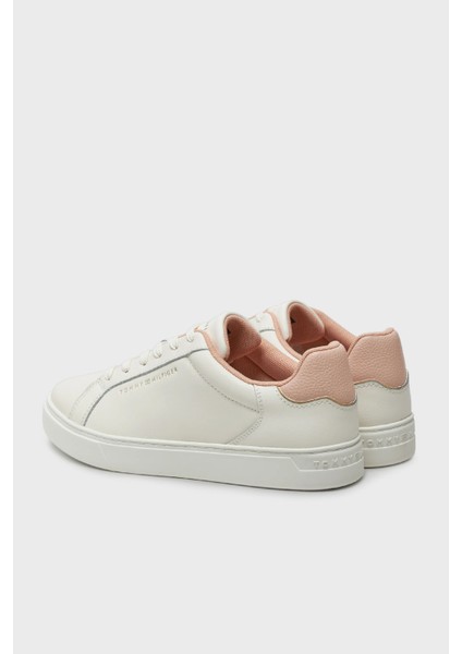 Logolu Deri Sneaker Ayakkabı Bayan Ayakkabı FW0FW08000 Tq6 modelleri