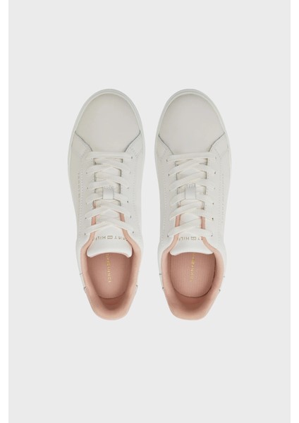 Logolu Deri Sneaker Ayakkabı Bayan Ayakkabı FW0FW08000 Tq6 indirimleri