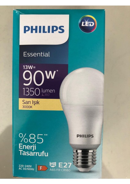 6 Adet 13W=90W 1350 Lümen LED Lamba 3000 Kelvin Sarı
