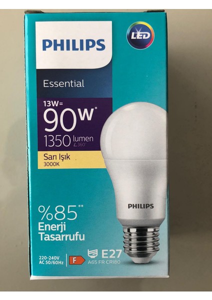 6 Adet 13W=90W 1350 Lümen LED Lamba 3000 Kelvin Sarı