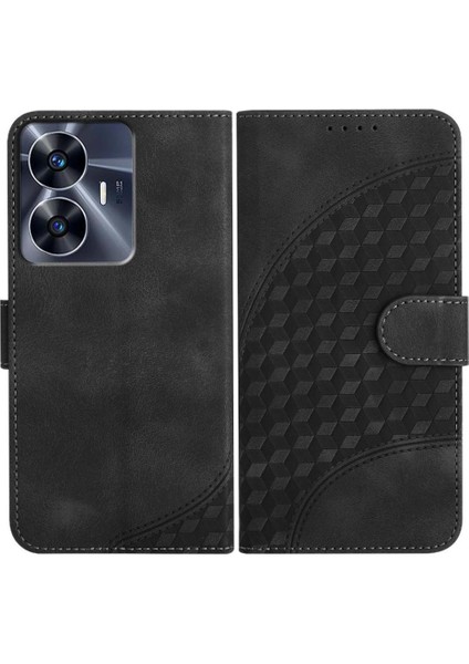 - 17423 Realme C55 Manyetik Kart Tutucu Için Flip Case Pu Deri Kapak Çevirin (Yurt Dışından)