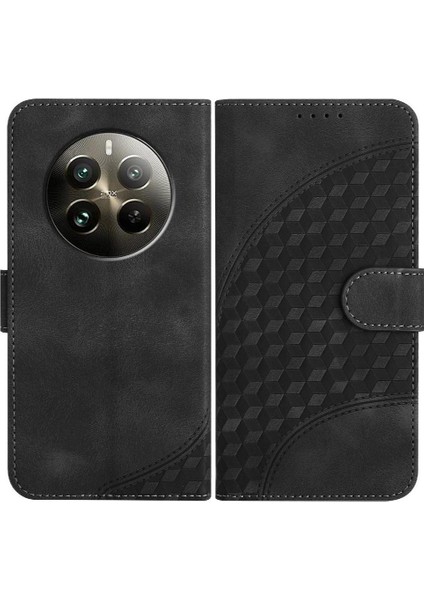 - 17423 Realme 12 Artı Pu Deri Kapak Çevirin Manyetik Kart Tutucu (Yurt Dışından)