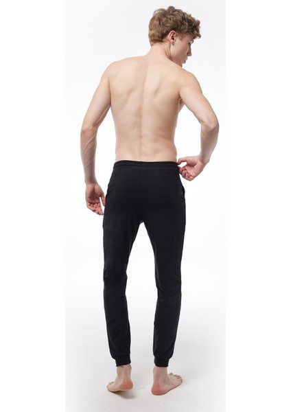 Erkek Siyah Beli Lastikli Cepli Tek Alt Manşetli Paça Pijama 6004