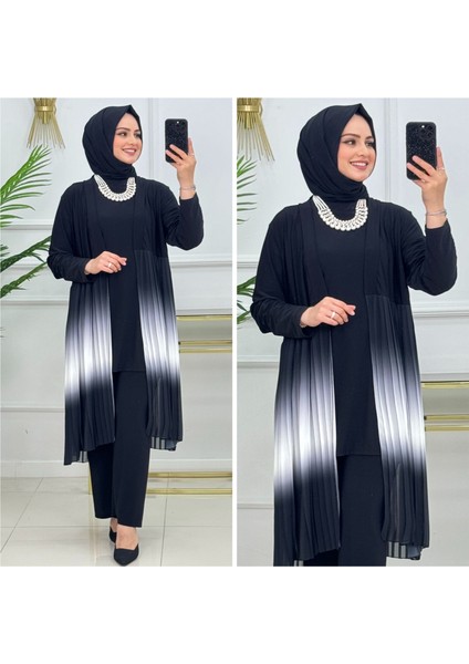 Üçlü Elmas Takım Sandy ve Dijital Baskılı Tül Kumaş Yazlık Tunik Hırka Pantolon Set ST2179 fiyatları