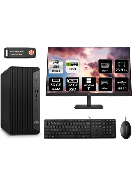 Pro Tower 290 G9 Intel Core I5 13500 36GB 512GB SSD GTX1650/4GB 23.8" Fhd Monitör W11H 8T2W9ES Masaüstü Bilgisayar & Per4 USB Bellek 8T2W9ESMNT4382