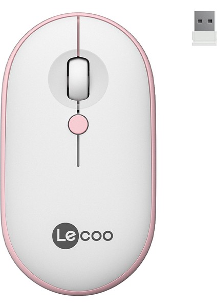 WS212 Kablosuz 1600DPI 4 Tuşlu Optik Mouse Beyaz & Pembe