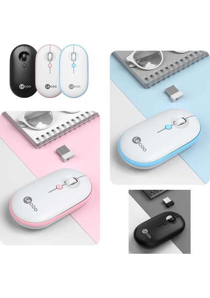 WS212 Kablosuz 1600DPI 4 Tuşlu Optik Mouse Beyaz & Pembe