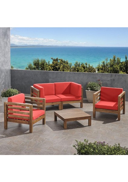 Vista 2+1+1 Bahçe Balkon Teras Ahşap Oturma Grubu