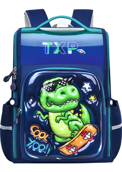 Yeni Öğrenci Okul Çantası Çizgi Film Hafif ve Yük Azaltıcı Hepsi Bir Arada Tam Açık Büyük Kapasiteli Çocuk Sırt Çantası Dinozor Kraliyet Mavisi Yeşil Büyük Boy (Yurt Dışından)