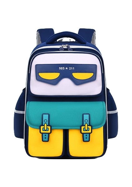 Yeni Ilkokul Öğrencisi Okul Çantası Karikatür Hafif ve Yük Azaltıcı, Büyük Kapasiteli Çocuk Sırt Çantası1-6seviye Safir Yeşili Trompet (Yurt Dışından)