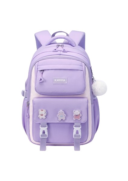 Öğrenci Okul Çantası, Hafif, Yükü Azaltan, Omurgayı Koruyan, Geniş Kapasiteli Çocuk Sırt Çantası1-6seviye Mor Büyük (Yurt Dışından)