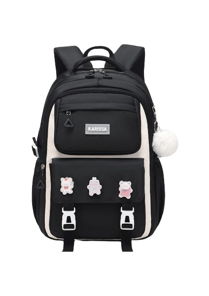 Öğrenci Okul Çantası, Hafif, Yükü Azaltan, Omurgayı Koruyan, Geniş Kapasiteli Çocuk Sırt Çantası1-6seviye Siyah Büyük (Yurt Dışından)