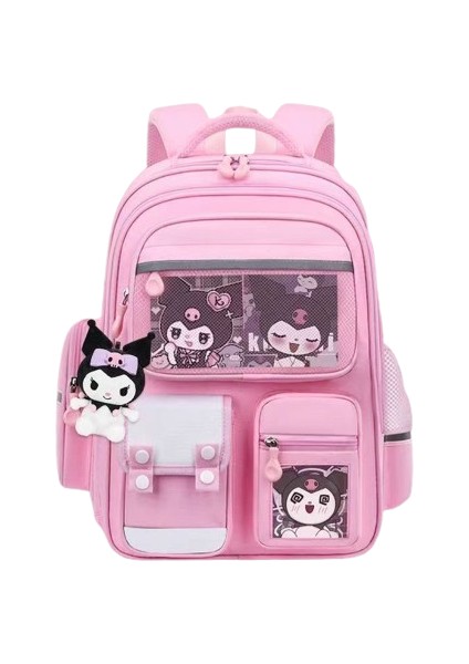 Yeni Öğrenci Okul Çantası Kız Çocuğunun Hafif, Yükü Azaltan, Omurgayı Koruyan Büyük Kapasiteli Sırt Çantası Kuromi Pembe Büyük Boy (Yurt Dışından)