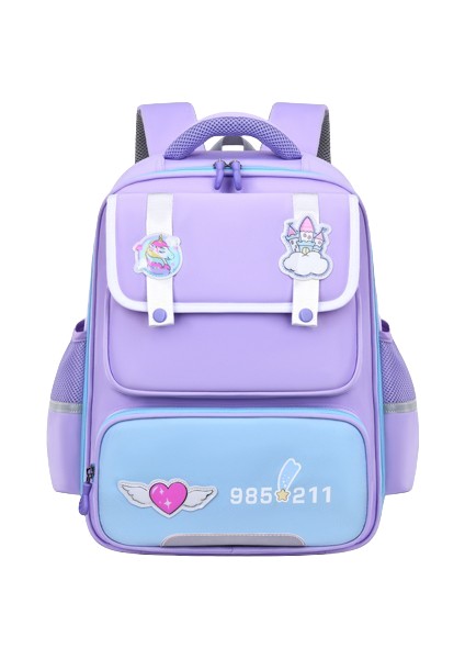 Yeni Ilkokul Öğrencisi Hafif Su Geçirmez Büyük Kapasiteli Sırt Çantası Mor Büyük (Yurt Dışından)