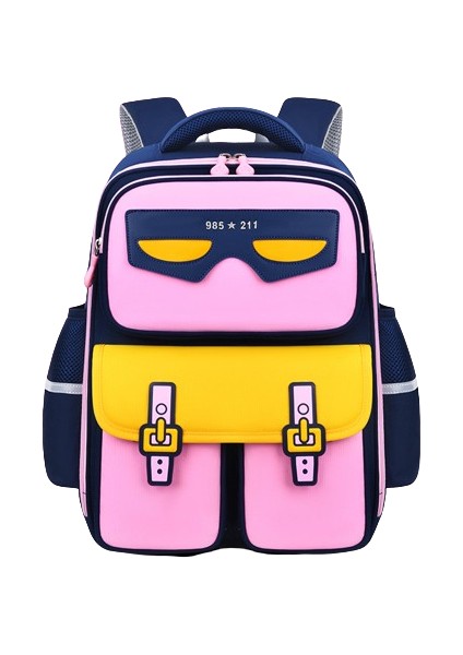 Yeni Ilkokul Öğrencisi Okul Çantası Karikatür Hafif ve Yük Azaltıcı, Büyük Kapasiteli Çocuk Sırt Çantası1-6seviye Safir Pembe Trompet (Yurt Dışından)