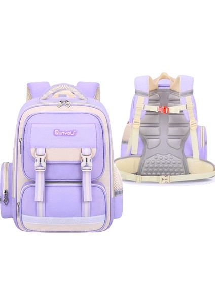 Yeni Öğrenci Okul Çantası, Hafif, Yükü Azaltan, Omurgayı ve Belini Koruyan Çocuk Sırt Çantası Mor Trompet (Yurt Dışından)