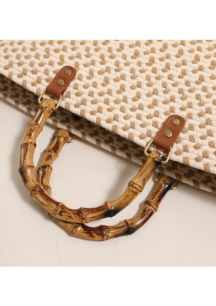 Büyük Kapasiteli Taşınabilir Pamuklu Dokuma Çanta Yeni Çok Yönlü El Hasır Dokuma Çanta Çok Yönlü Kadın Çantası Kahverengi (Yurt Dışından) fiyatları