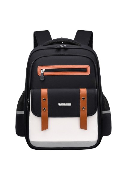 Yeni Öğrenci Okul Çantası Ingiliz Tarzı, Yüksek Kaliteli, Hafif, Yükü Azaltan, Omurgayı Koruyan, Büyük Kapasiteli Çocuk Sırt Çantası Siyah Trompet (Yurt Dışından)