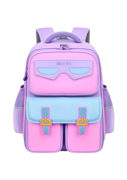 Yeni Ilkokul Öğrencisi Okul Çantası Karikatür Hafif ve Yük Azaltıcı, Büyük Kapasiteli Çocuk Sırt Çantası1-6seviye Mor Büyük (Yurt Dışından)