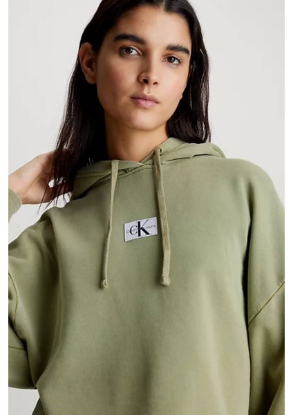 Washed Cotton Cropped Hoodie Kadın SWEATSHIRT-J20J223082L9N