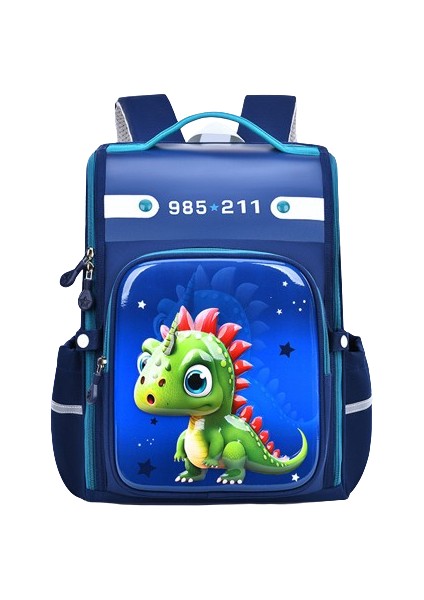 Yeni Ilkokul Öğrencisi Okul Çantası Omurga Koruması Büyük Kapasiteli Hepsi Bir Arada Tamamen Açık Sırt Çantası Gök Mavisi Dinozor Trompet (Yurt Dışından)