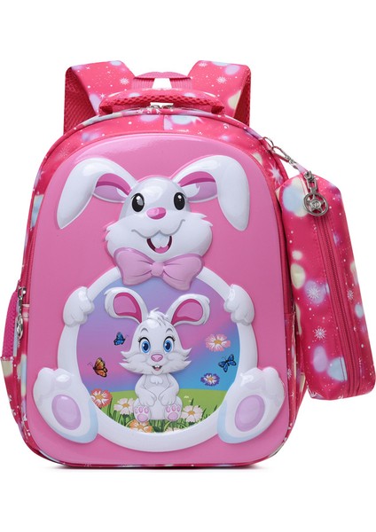 Ilkokul Öğrencisi Okul Çantası Kadın Yeni Karikatür Sevimli Anaokulu Okul Çantası Çocuk Sert Kabuklu Sırt Çantası Gül Kırmızı Tavşan (Yurt Dışından)