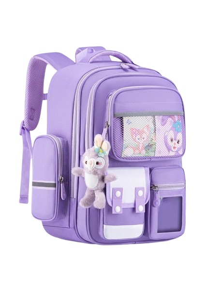 Yeni Okul Çantası Çocuk Omurga Koruma Okul Çantası1-6ilkokul Öğrencileri Için Sırt Çantası Mor Büyük (Yurt Dışından)