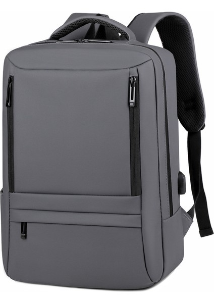Yeni Su Geçirmez Iş Erkek Sırt Çantası Büyük Kapasiteli Çok Fonksiyonlu Sırt Çantası Gri (Yurt Dışından)