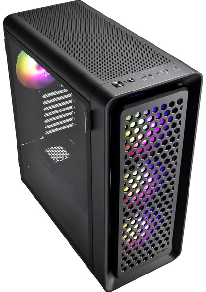 CUT593P Black E-Atx 4X140MM Argb Fan Temperli Cam USB 3.0 Mesh Atx Mid-Tower Gaming (Oyuncu) Kasa fiyatları