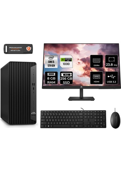 Pro Tower 290 G9 Intel Core I5 13500 8gb 256GB SSD GT1030/4GB 23.8" Fhd Monitör Fdos 8T2W9ES Masaüstü Bilgisayar & Per4 USB Bellek 8T2W9ESMNT3301